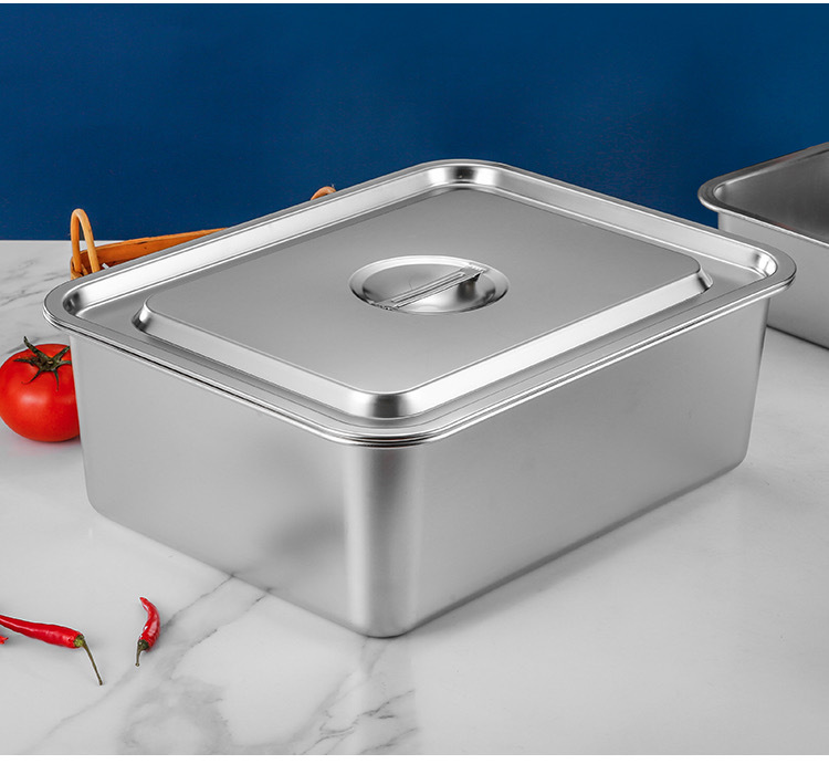 不锈钢方盆加深加厚不锈钢方盘带盖方形不锈钢猫砂盆餐厅蒸饭盘详情18