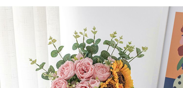 向日葵假花花摆设客厅餐桌面花艺装饰摆件卧室干花束绢花详情11