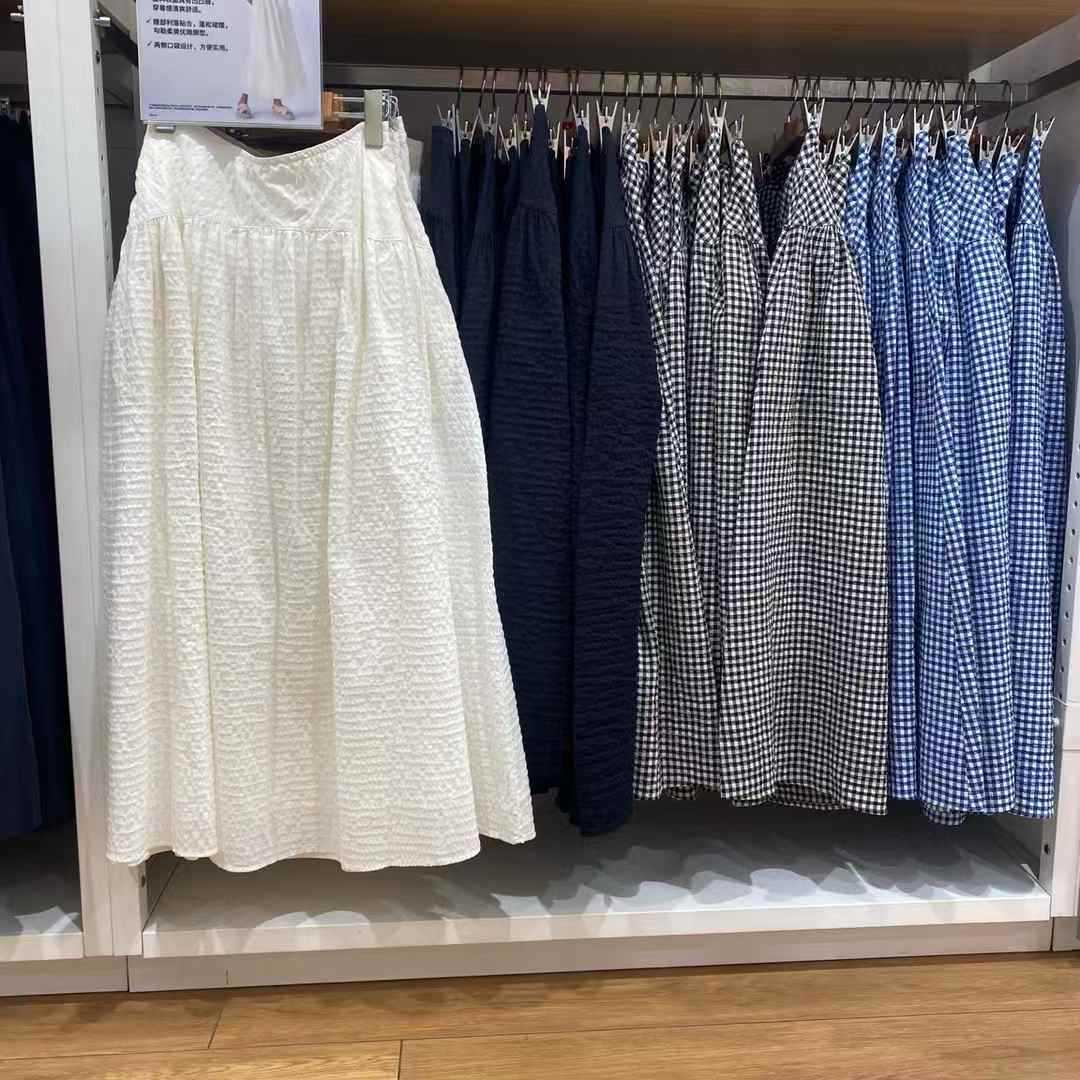 日单女装休闲泡泡纱长裙显瘦半身裙a字裙25春季新款477691 475858详情4