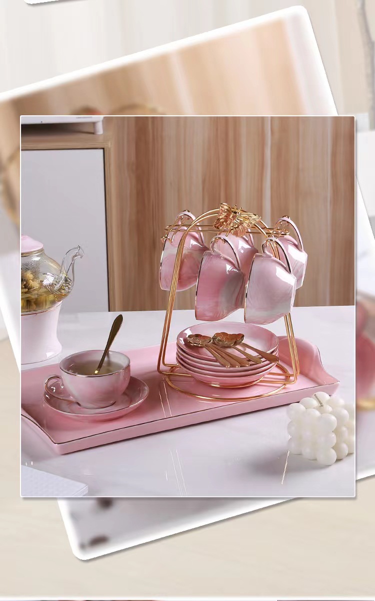 English flower teapot, candle heating, fruit teapot set, glass beauty salon teapot, ceramic afternoon tea cups pic 15