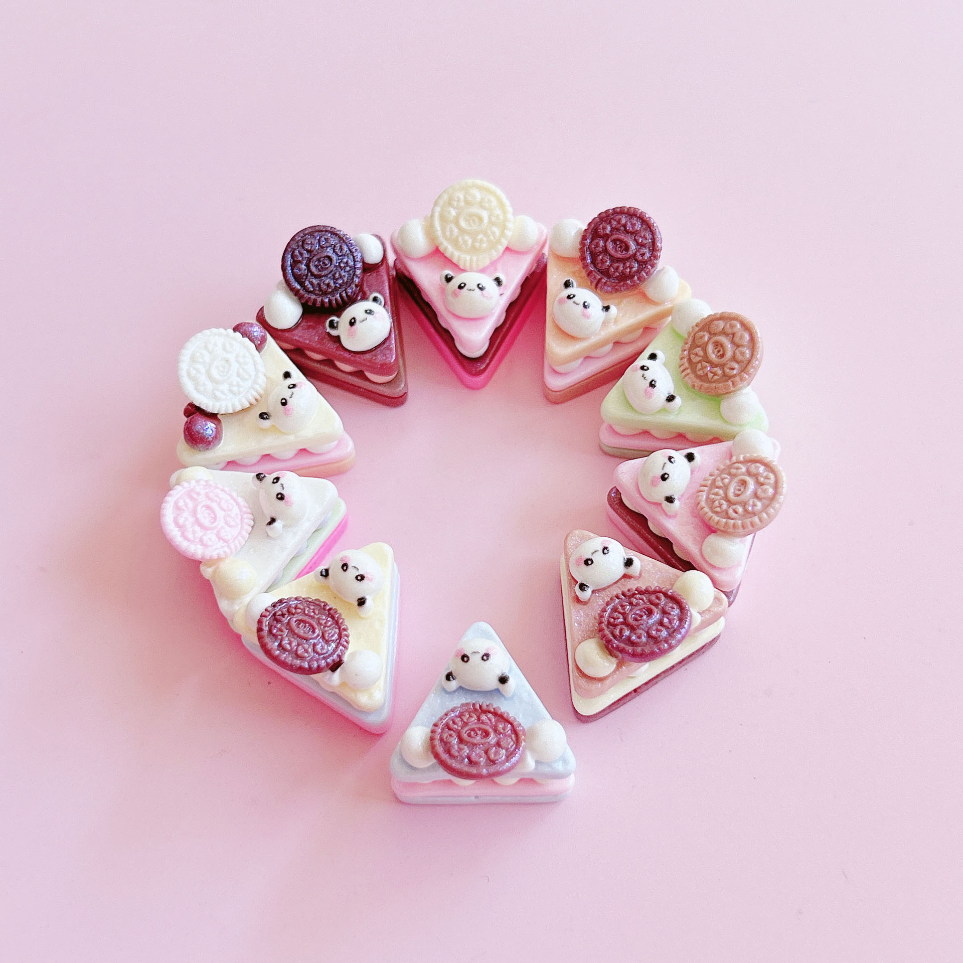 Panda Triangle Mousse Cake Food Play Decoration diy Hair accessory Pendant Handcrafted matching decorative embellishment materials pic 10