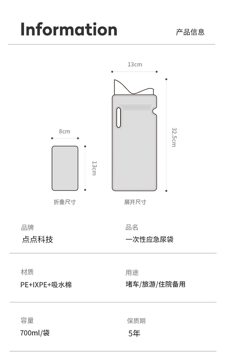 一次性汽车应急尿袋车载集尿袋站立小便袋便携旅行跨境小便神器女详情14
