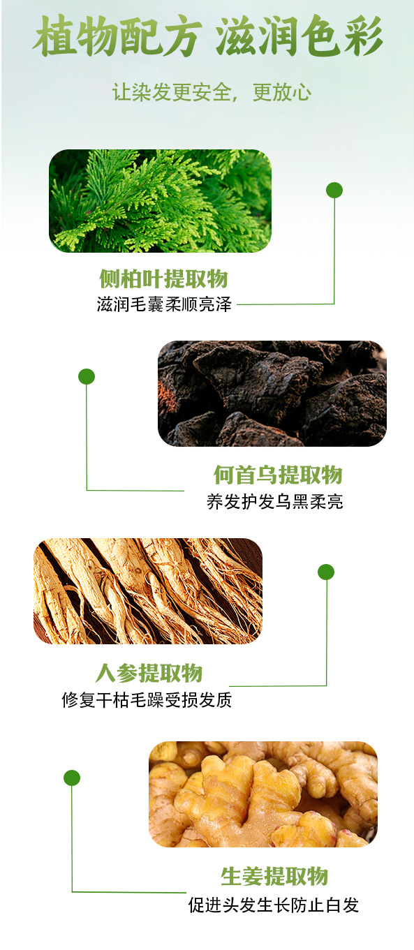 【外贸现货】泡泡染发剂植物家用袋包30ml*10 DYE EMPEROR不伤发盖白发植萃成分Hair Color健康染发详情4