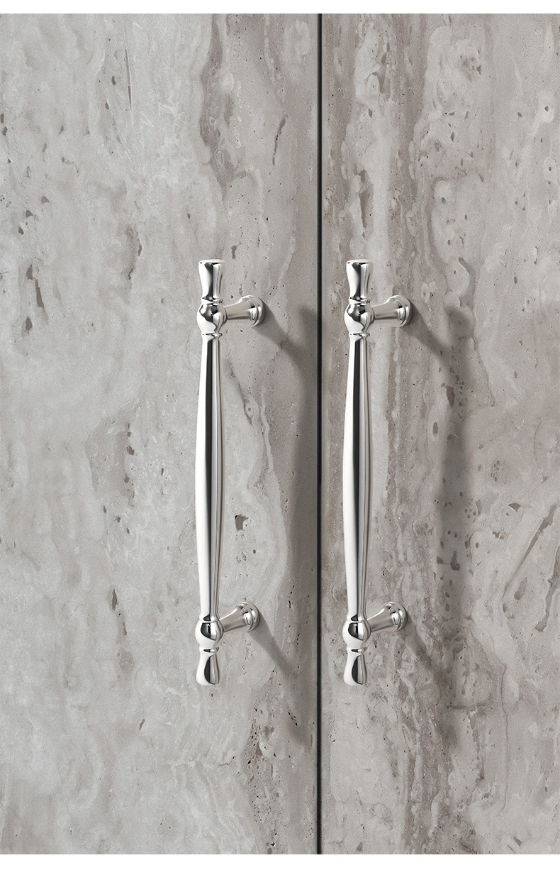 法式锌合金衣柜门拉手现代简约镀铬亮光银色抽屉单孔橱柜实心把手详情3