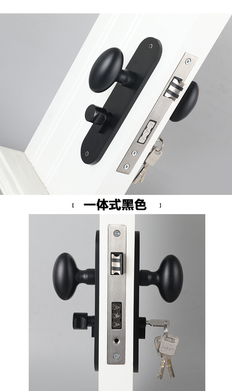 Round golden spherical door lock, black bedroom, American light luxury duck egg-shaped door handle door, Nordic style 58 72 pic 5