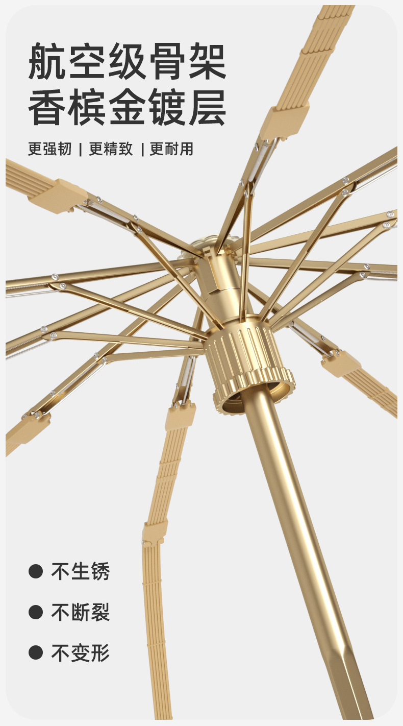 23-inch golden umbrella frame, three-fold fully automatic umbrella for women, macaron-colored umbrella, color glue layer, sun protection and shade umbrella pic 4