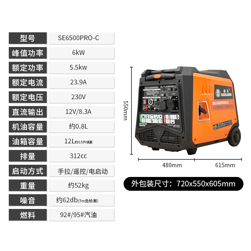 森久汽油发电机家用微型220v静音变频3kw房车户外手提露营便携式详情22