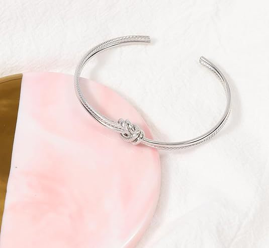 New fashionable double-line knotted open brass bracelet, simple knotted open adjustable bracelet, simple, niche and cool pic 4