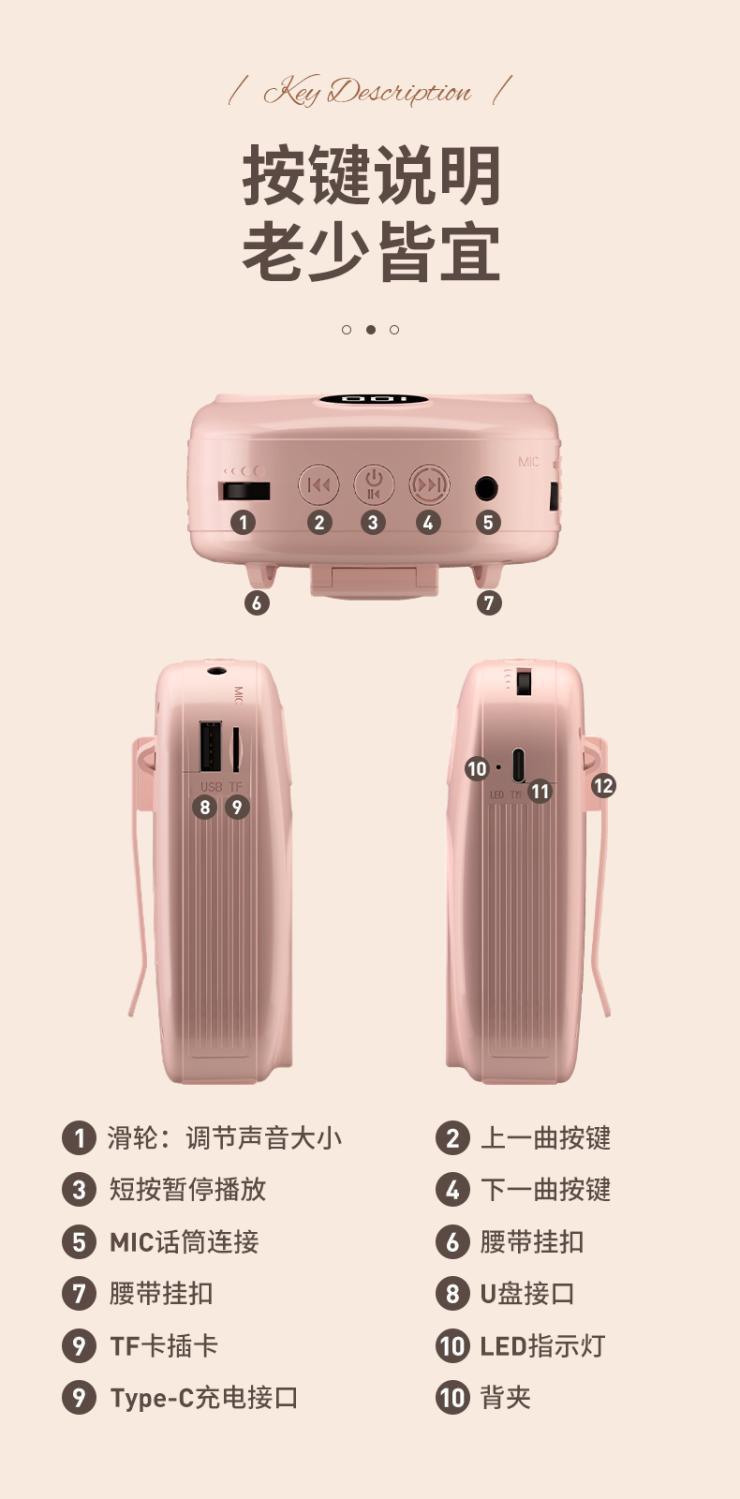 S20 Little Bee Amplifier, dedicated microphone for teachers in class, high-volume speaker, hawking, street vending, Bluetooth pic 14