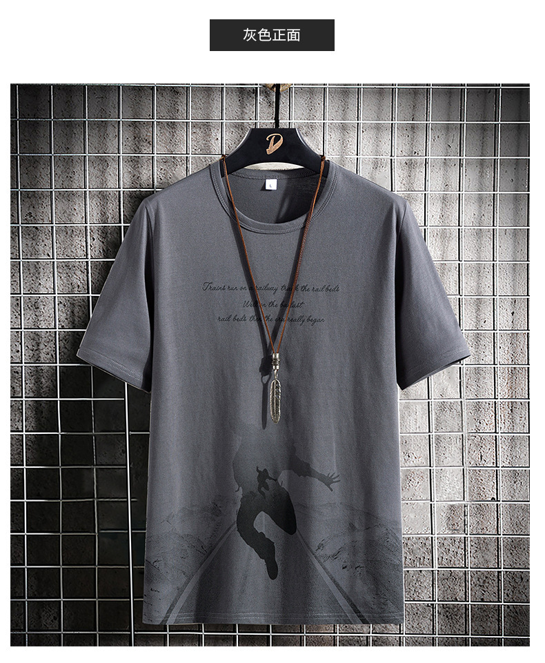 2023 Summer New short-sleeved T-shirt for men, round-neck casual half-sleeved base layer, trendy top, T-shirt, pure cotton for men pic 9