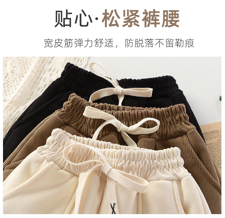 儿童加绒裤子冬季新款特厚欧棉绒中大男童女童灯芯绒长裤一件代发详情3