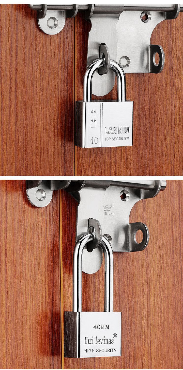 Stainless steel padlock, household waterproof and rust-proof door lock, anti-theft lock head, outdoor lock, door anti-picking, warehouse lock pic 11