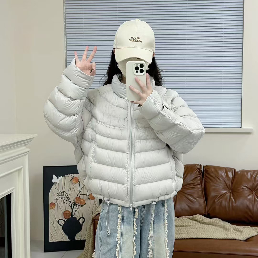 90白鸭绒韩系2025秋冬排骨休闲简约宽松立领短款轻薄羽绒服女外套详情8