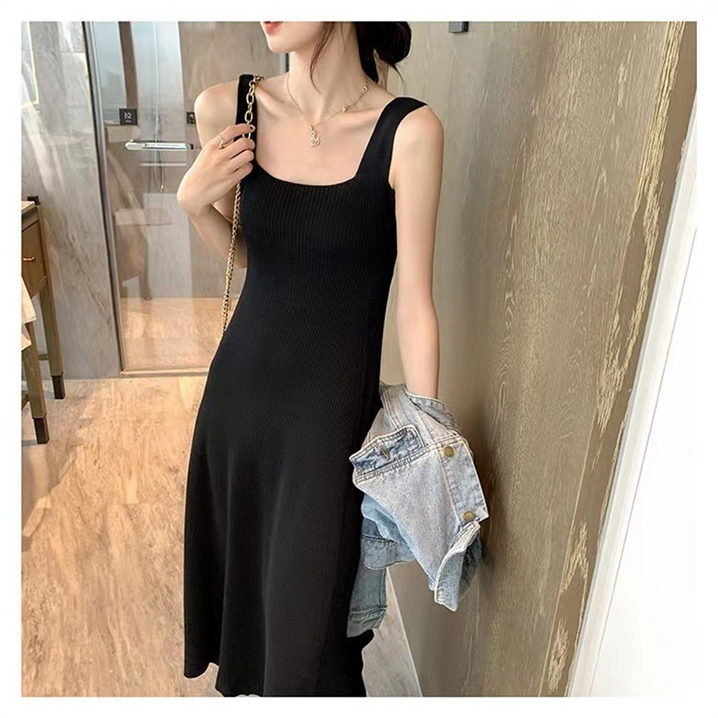 秋季新款打底针织衫女吊带连衣裙韩版宽松胖MM遮肉背心气质收腰裙详情11