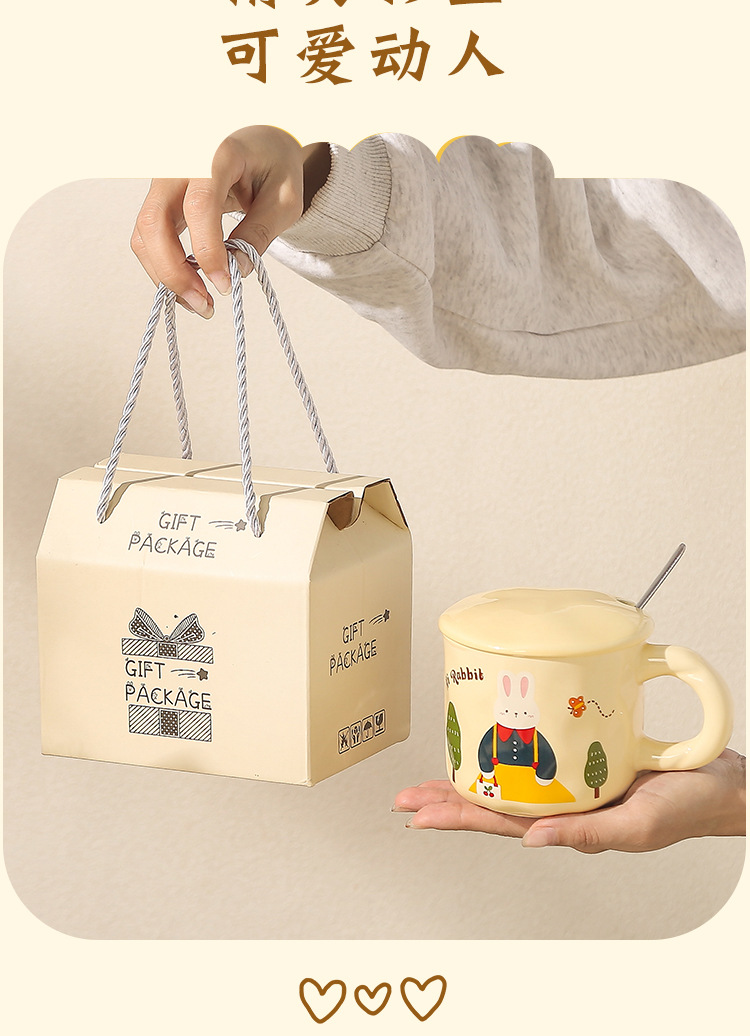 Creative Rabbit Mug with lid and spoon Ceramic Cup Gift box set, cute cup souvenir gift box set pic 11
