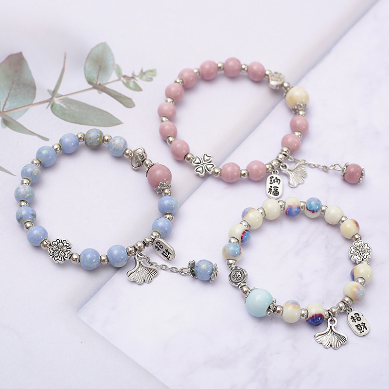 新中式文艺复古陶瓷手链女学生闺蜜礼物景德镇陶瓷饰品批发详情2