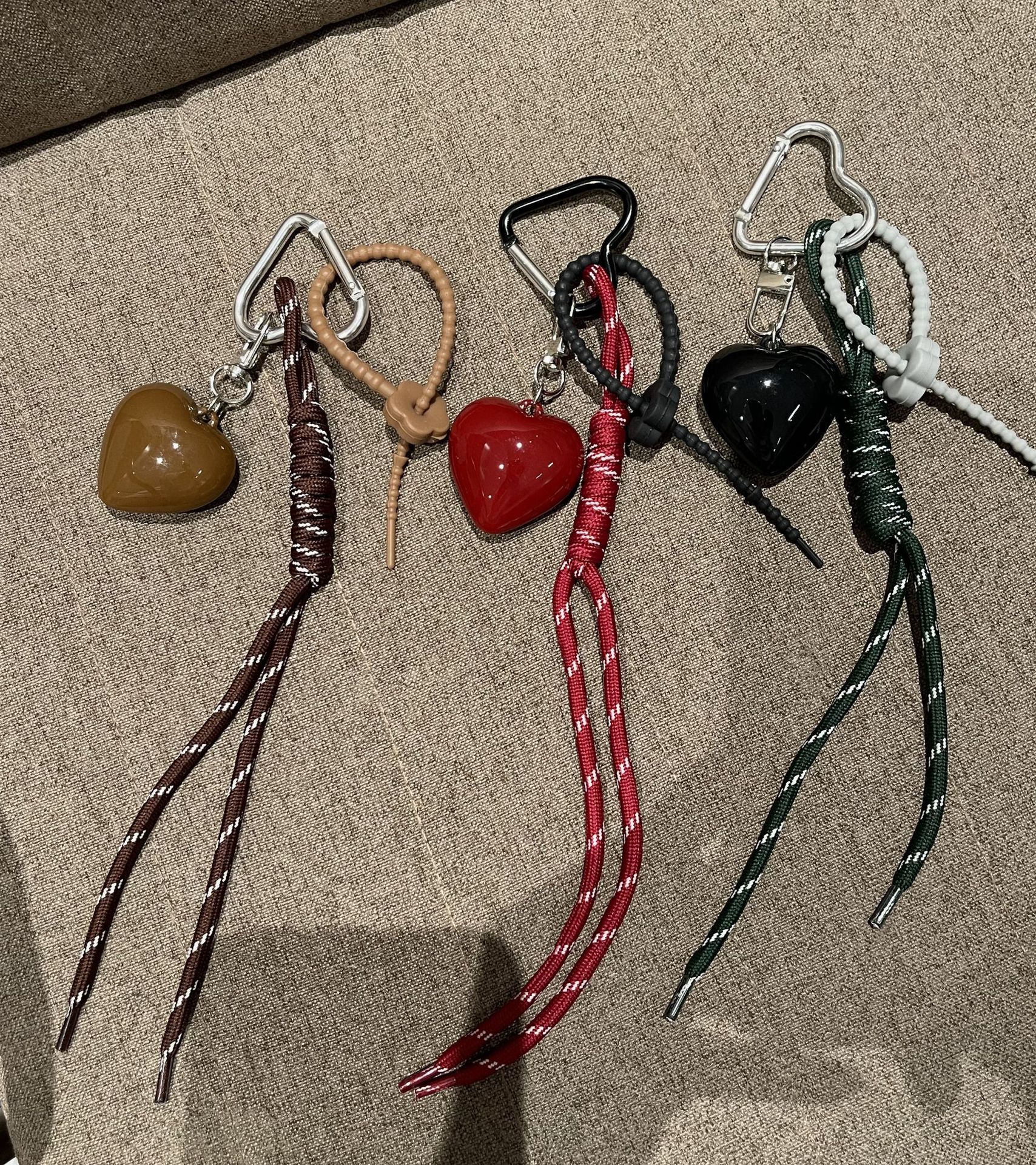 2024 New miu series style Angola Red large heart woven rope keychain pendant, bag decoration pendant, keychain pendant pic 5