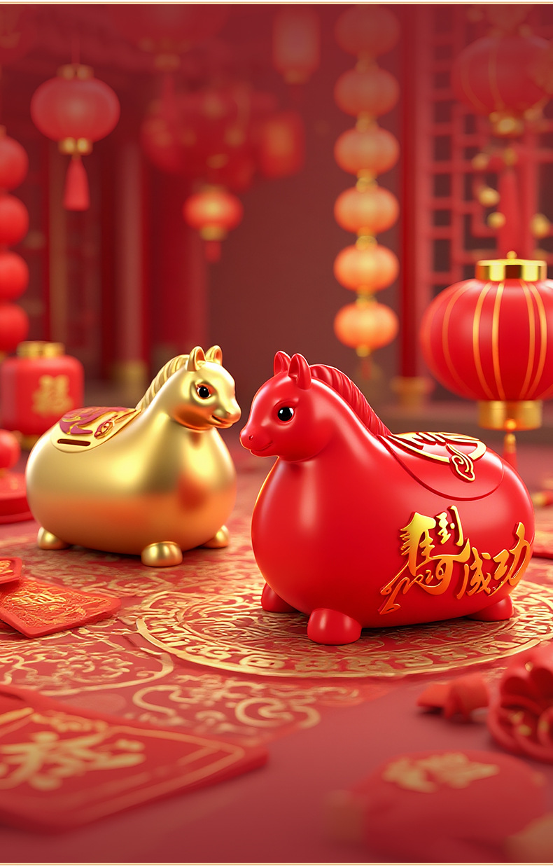 马到成功马年搪胶存钱罐生肖马造型创意储蓄罐家居摆件礼品工艺品详情12