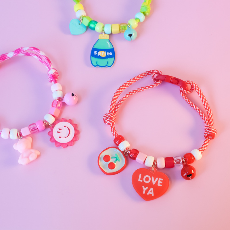 Cross-border Amazon pet cat and dog collars, color-blocking woven necklaces, adjustable heart-shaped smiling faces, bee cola pic 8