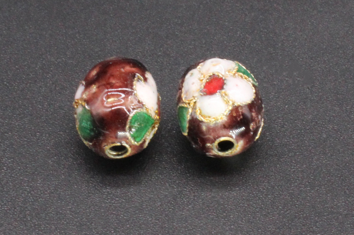 Traditional high-temperature cloisonne enamel flower silver blue DIY jewelry accessories, cloisonne 10*12 egg beads pic 4