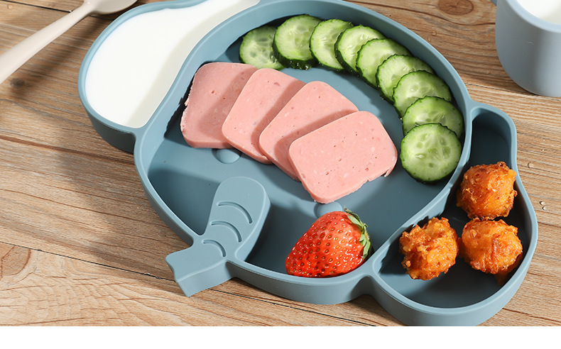 现货批发儿童餐具硅胶大象餐盘吸盘式宝宝分格辅食碗儿童喂养餐具详情15