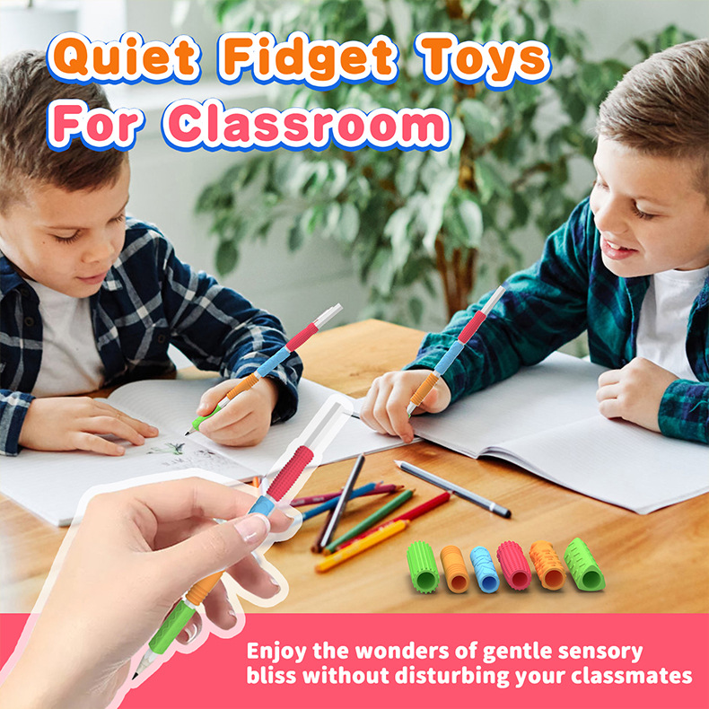 跨境新品Sensory toys硅胶感官笔套纹理铅笔夹自闭症解压礼品详情5