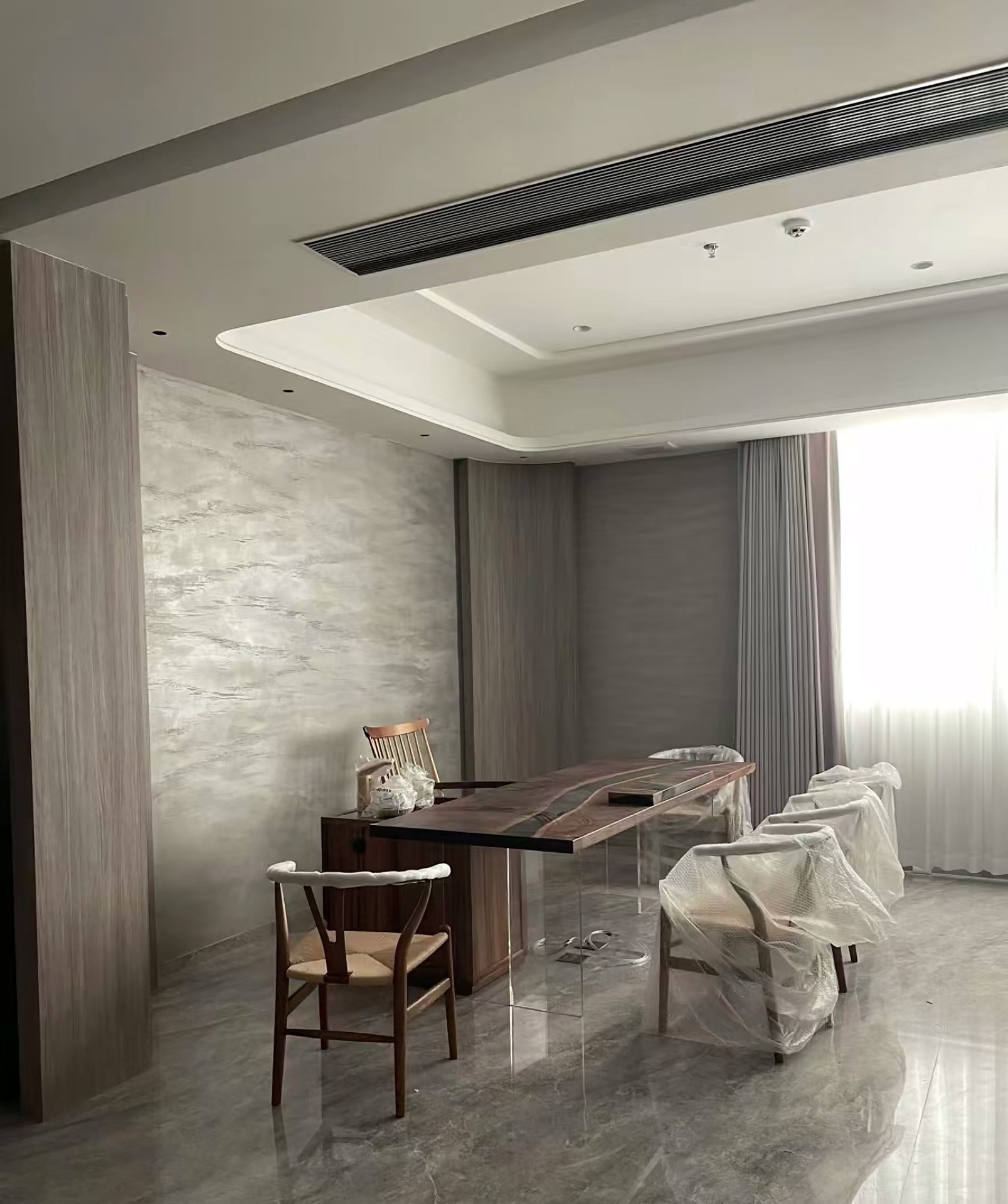 New ultra-tight joint rock plate simple 1, the same style marble tile, modern light luxury living room continuous pattern floor tile, 900*1800 pic 2