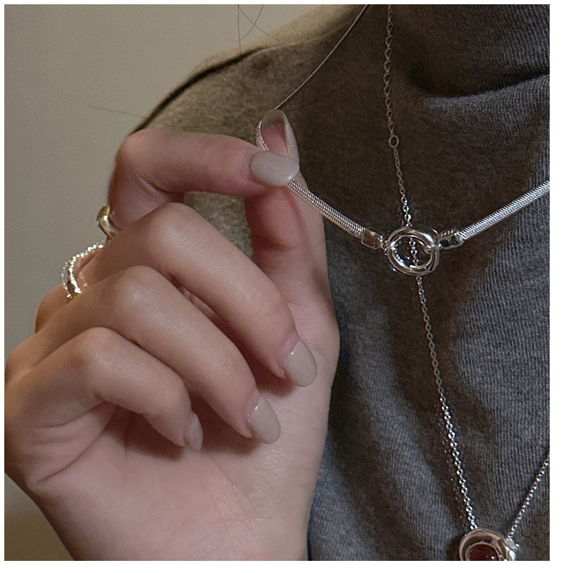 S925 sterling silver Korean version niche design snake bone necklace, Korean style simple and retro collarbone chain wholesale pic 8