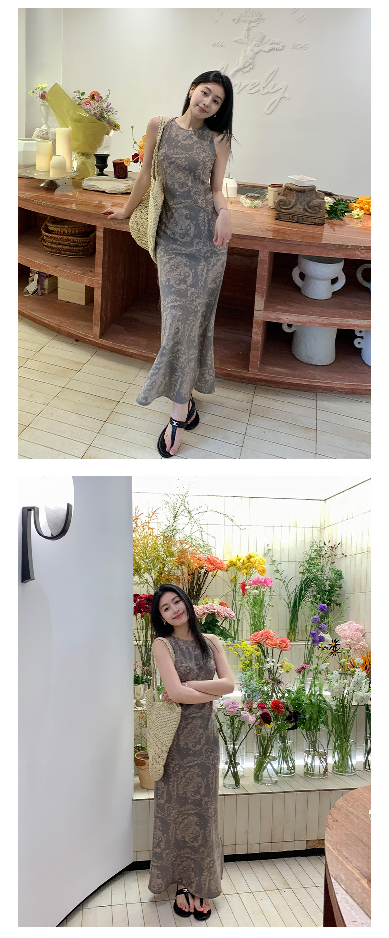 Rongtai Tencel Linen printed improved cheongsam sleeveless slimming dress for Women 2025 New style elegant A-line dress pic 13