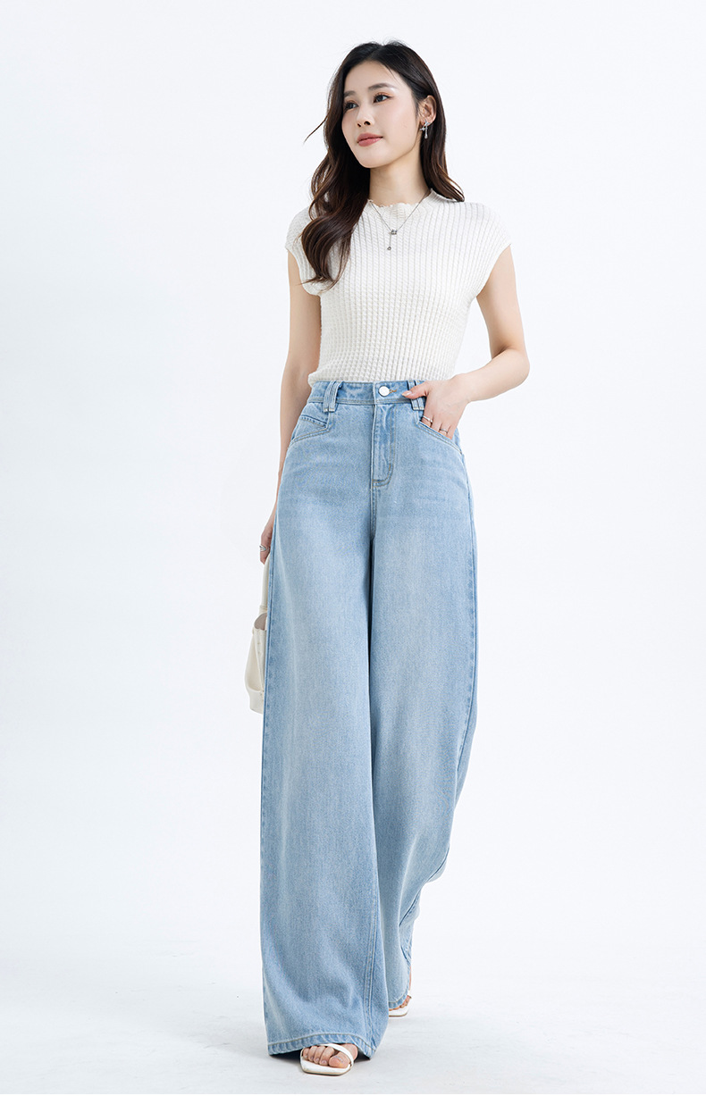 如果2026年夏季新款中高腰宽松阔腿裤女莱赛尔天丝垂顺牛仔裤8173详情16