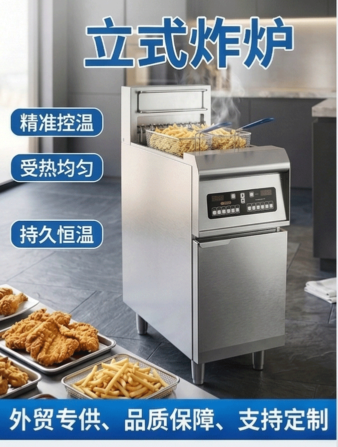 Kaiping vertical electric fryer, commercial electric heating large capacity deep fryer, fried chicken machine, single cylinder and double cylinder constant temperature oil stick machine pic 2