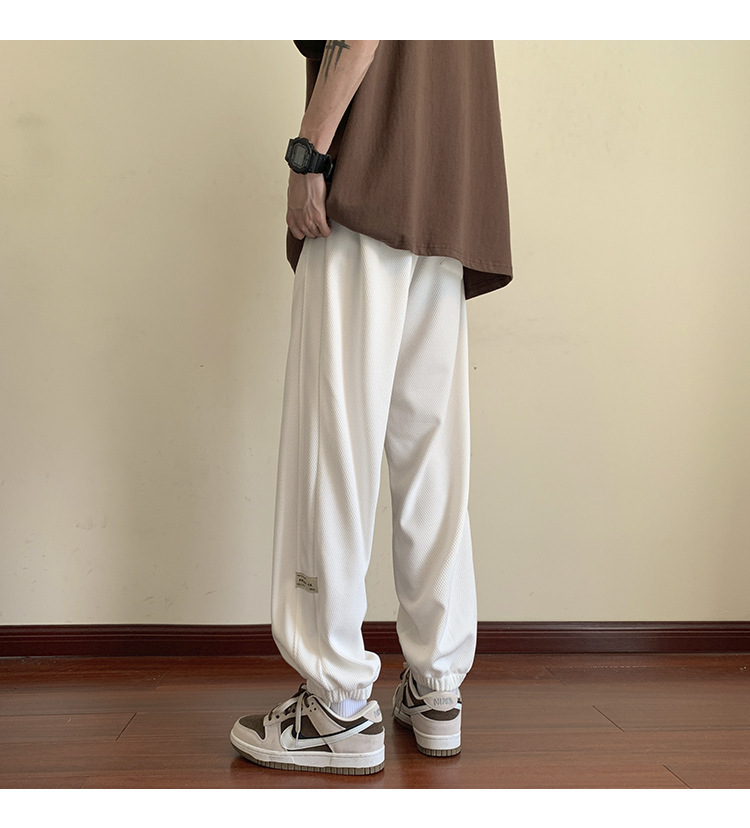 华夫格裤子男士2024秋季潮牌宽松九分束脚卫裤大码青年休闲运动裤详情11