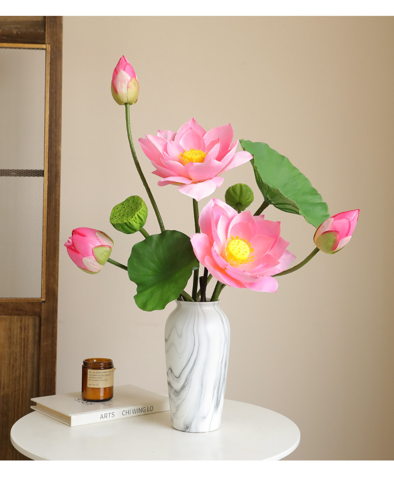 仿真荷花荷叶莲蓬中式禅意家居装饰假花园艺宠物花盆容器批发详情26