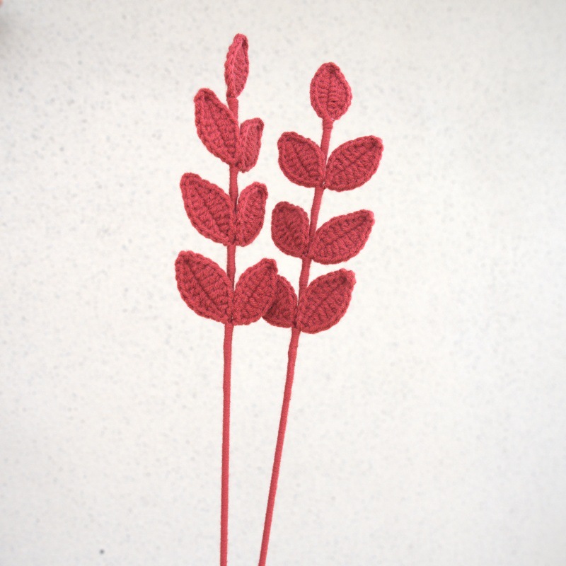 手工钩织花束配饰毛线编织四季叶子圣诞春节装饰批发宠物园艺蕨类植物详情11