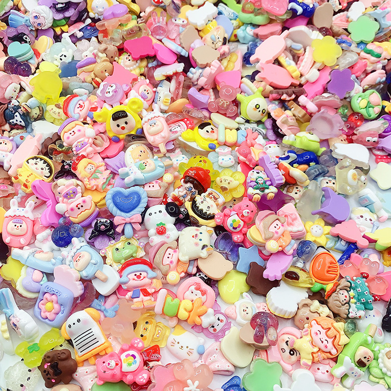 混款卡通批发树脂饰品配件 diy手机壳奶油胶发卡头绳手工发夹贴片详情6