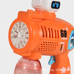Cross-border 32-hole space alien bubble machine, hand-held electric self-priming rotating light music bubble gun pic 6