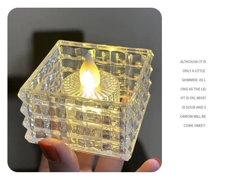 新款方形LED亚克力水晶蜡烛灯圣诞电子蜡烛氛围灯小夜灯桌面摆件详情14