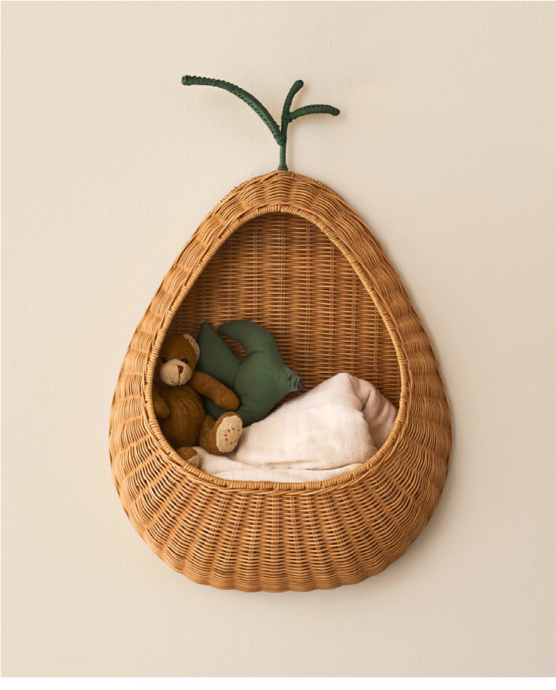 Nordic-style rattan woven wall-mounted key storage basket, home and homestay decoration, toy and sundries storage basket, hand-woven basket pic 14