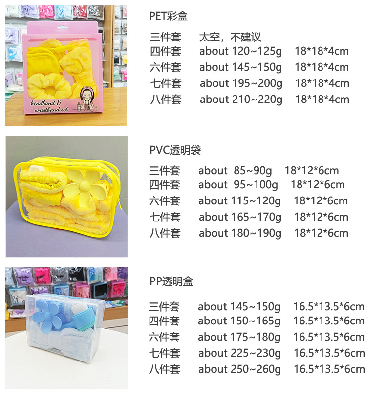 洗脸卸妆套装发带发箍护腕抓夹洁面仪眼罩方巾大肠圈组合美妆用具详情5