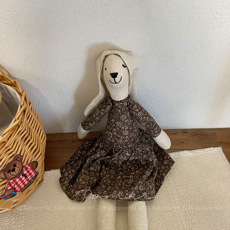 新款韩系碎花裙兔兔手工棉麻儿童安抚玩具ins居家摆件生日礼物女详情5