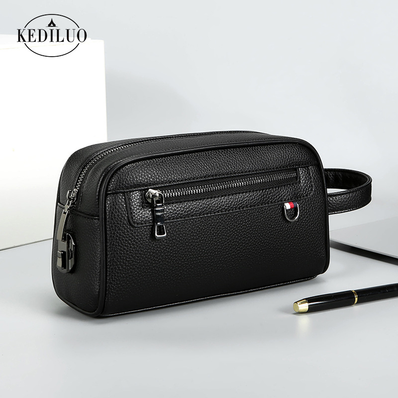 跨境新款男士手拿包密码锁大容量商务休闲手拎包软皮多口袋手包男详情28