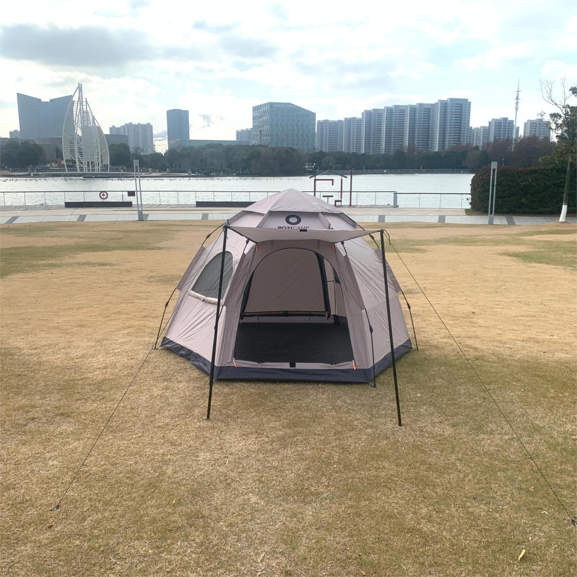 Outdoor hexagonal 3-4 person multi-person fully automatic rainproof tent camping, wild camping, family leisure tent pic 11