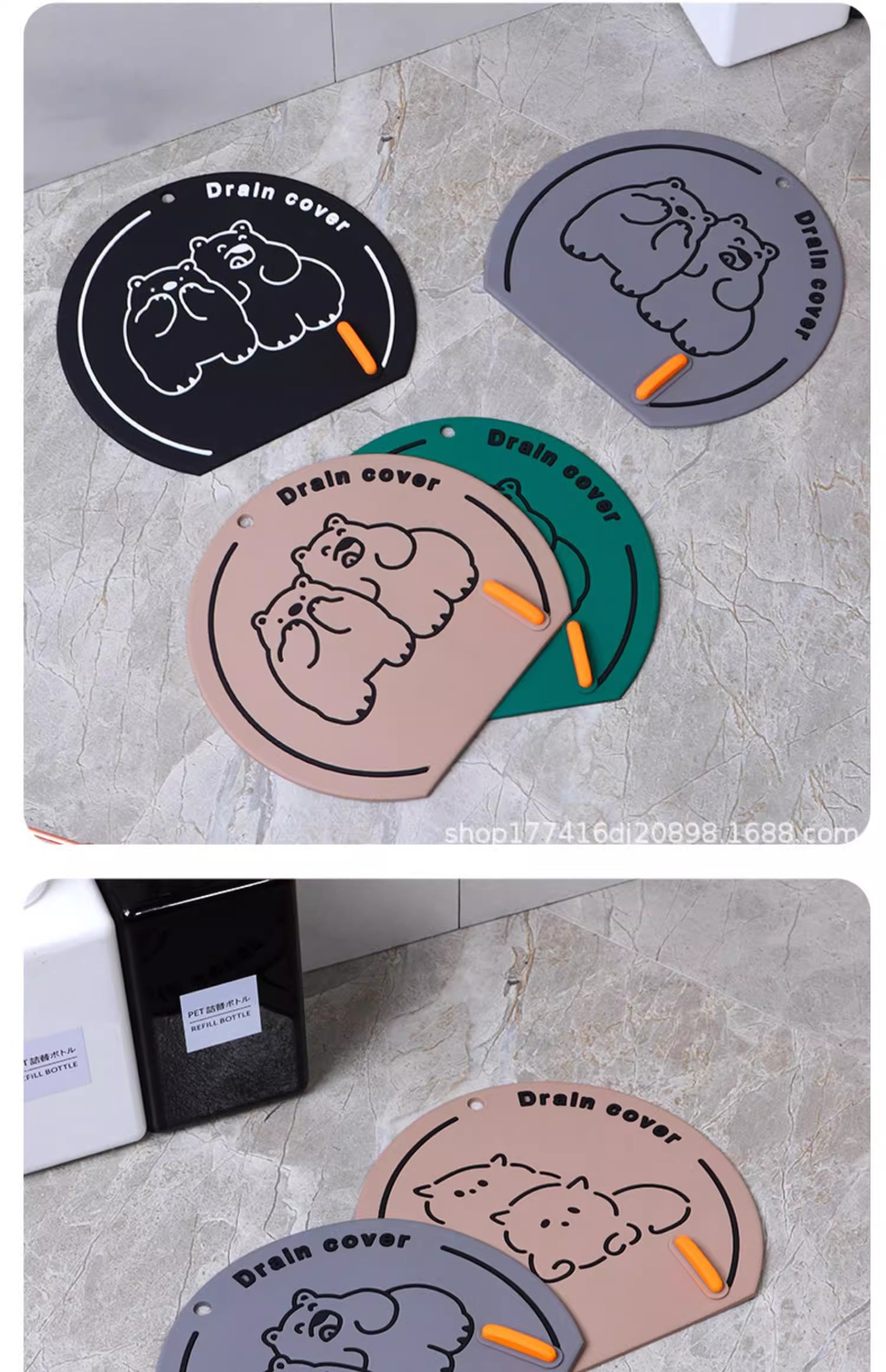 卡通地漏防臭硅胶垫下水道密封堵口防返臭盖卫生间浴室防反味通用详情23