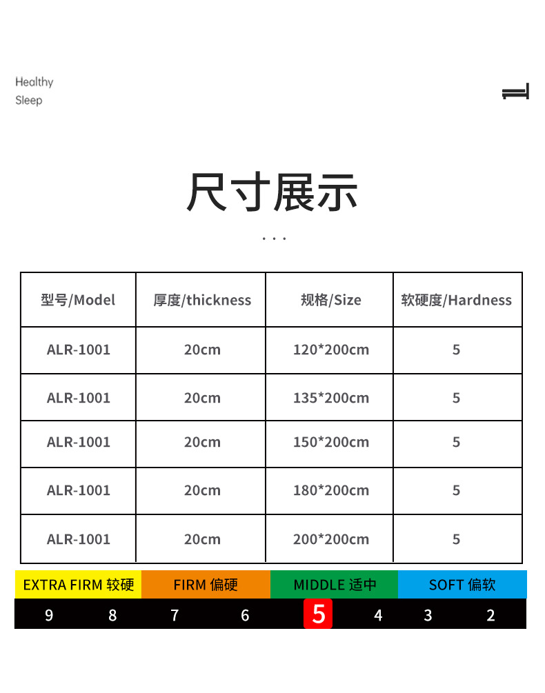 源头厂家席梦思床垫 静音独立弹簧家用海绵垫软硬适中1.8m乳胶床详情11