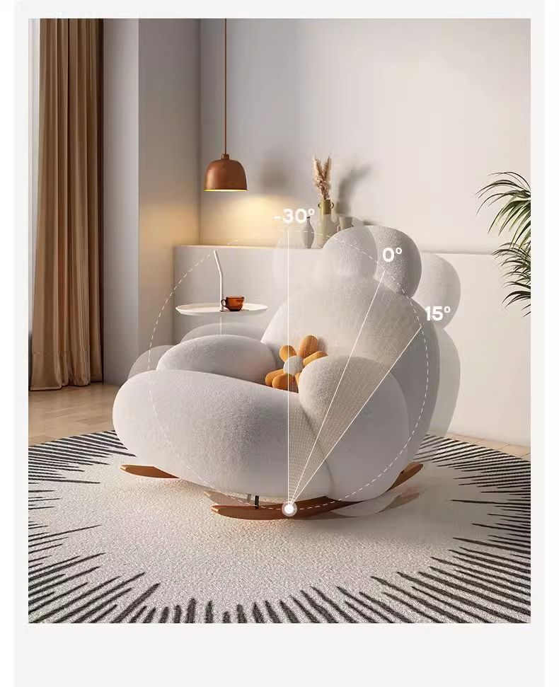 Big white lazy sofa, popular rocking chair, simple balcony single rocking chair, living room lazy chair, simple leisure chair pic 8