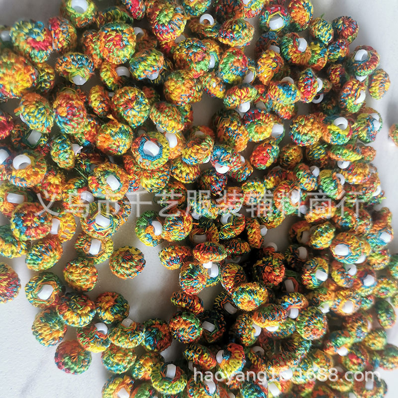 国潮风手勾渐变色毛线纽扣连衣裙毛衣DIY手工纽扣详情4