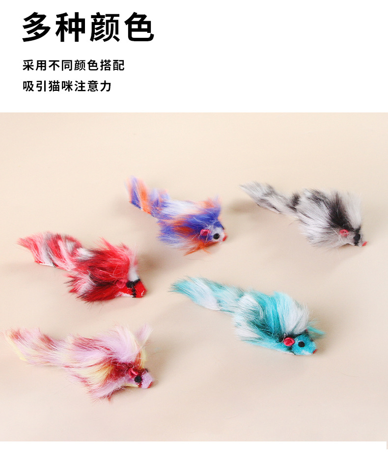 亚马逊新款炫彩老鼠逗猫玩具解闷陪伴磨牙啃咬玩具猫猫自嗨互动详情6