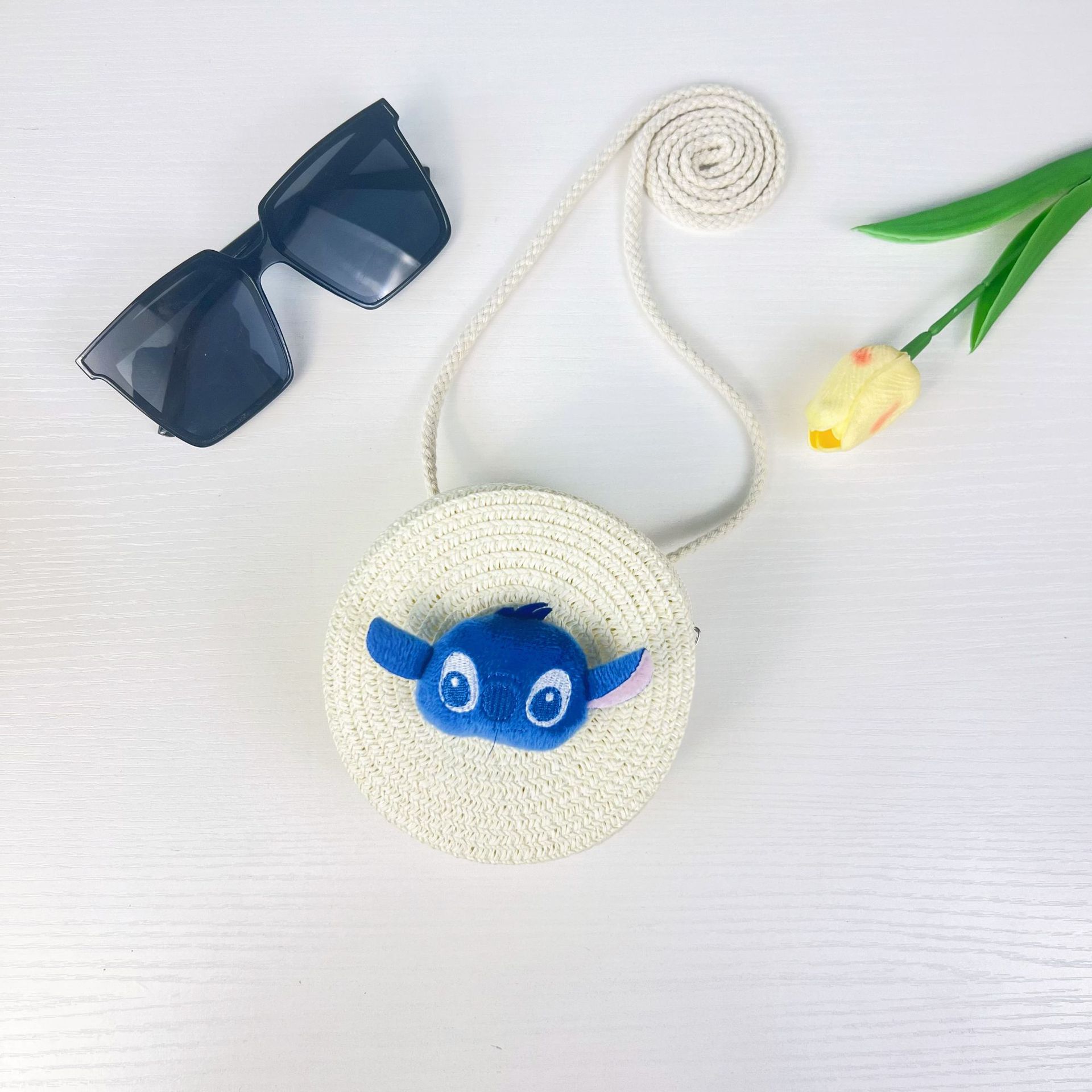 儿童手工编织包包可爱卡通猫草编小包男女童小圆包宝宝零钱包批发详情22