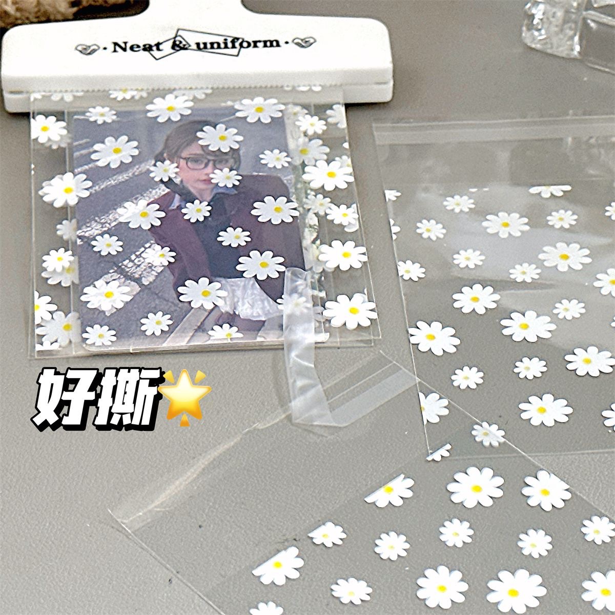 Cross-border transparent opp high-end Daisy self-adhesive bag baking biscuit packaging Polaroid protective bag in ins style pic 3