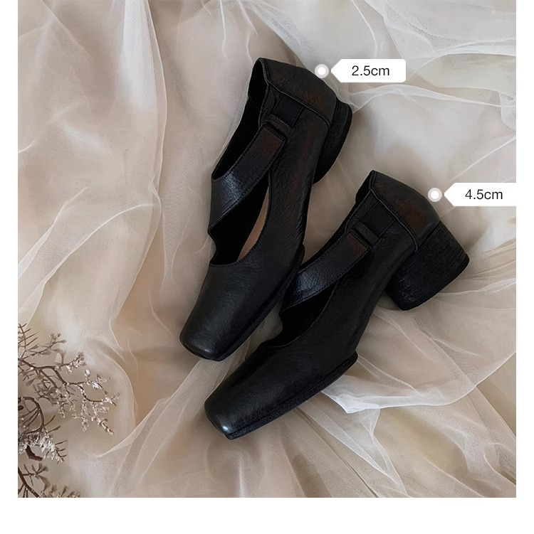 葡萄妈studiolee 高阶质感马皮方头粗跟软面小皮鞋高跟单鞋女秋款详情34